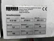 PRESSE A BRIQUETTES REINBOLT TYPE RB100 N°S 950-1311 ANNEE 2013