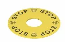 VE TF32D5109 Plaques avec trou faonn, pastille jaune  90 mm, inscription  STOP - STOP - STOP - STOP 